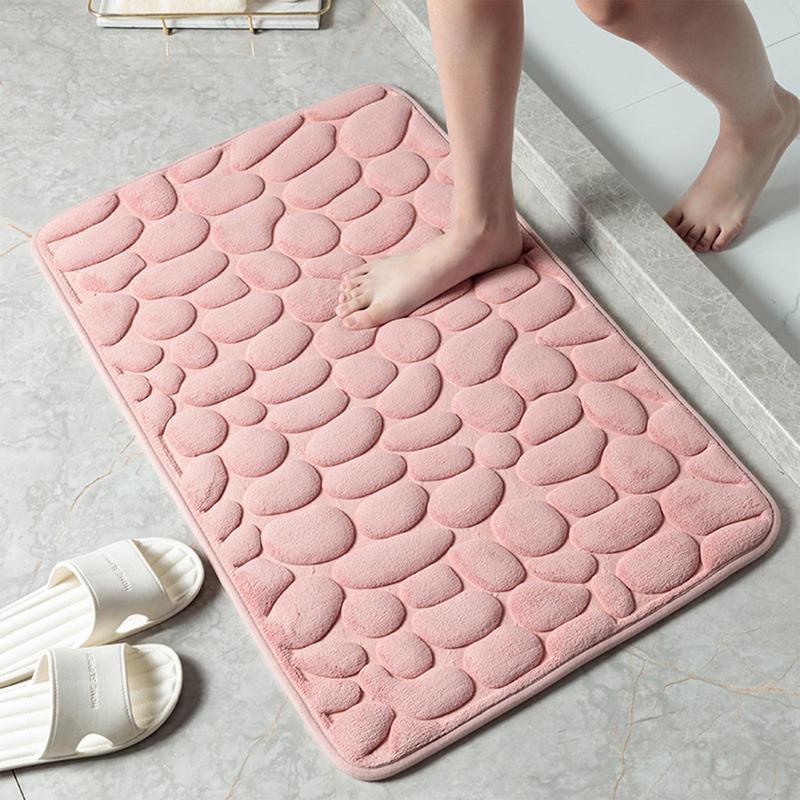 Foot Mat Coral Fleece Floor Mat Household Memory Foam Embroidered Bathroom Thickened Absorbent Floor Mat Door
